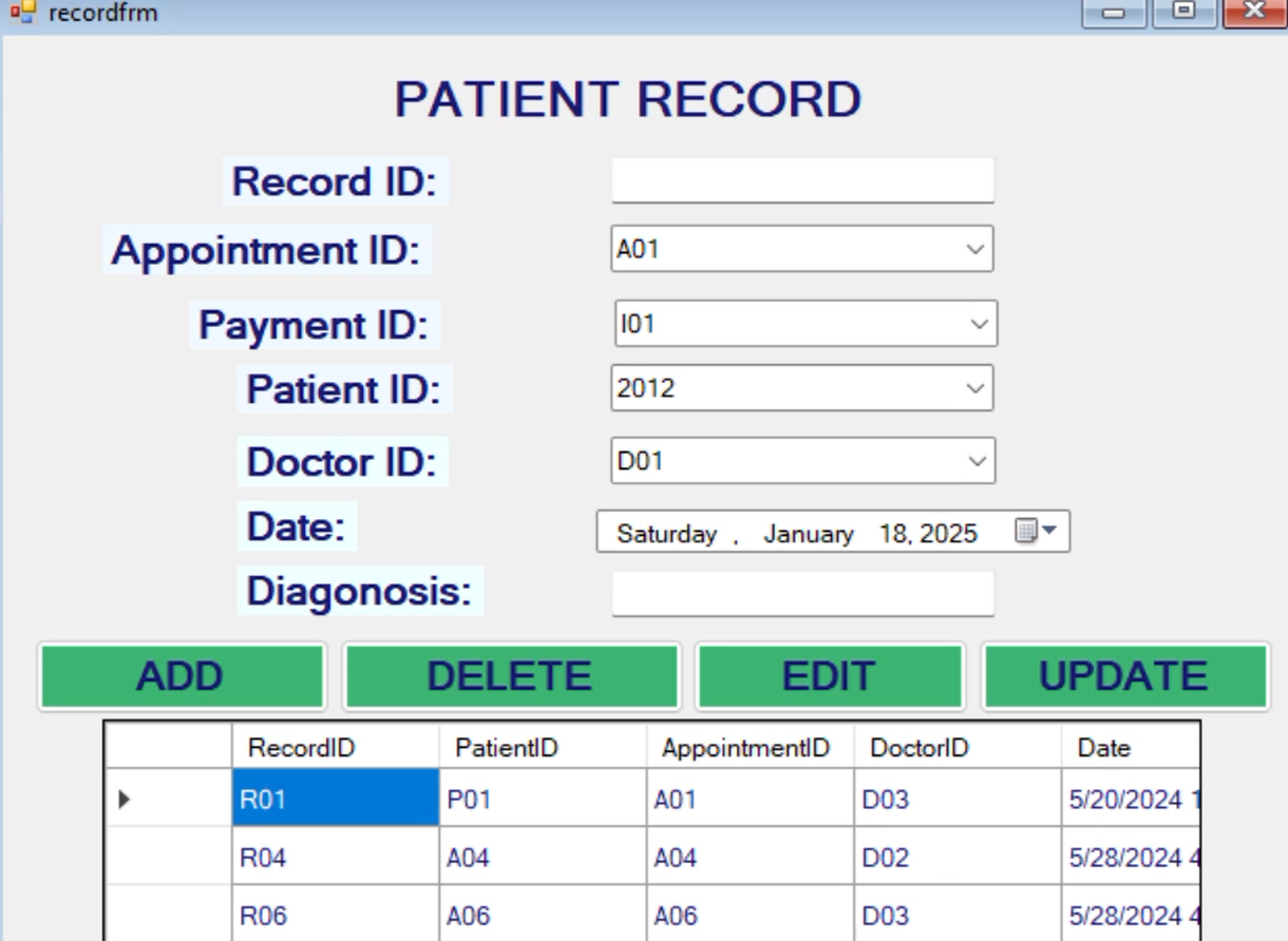 Hospital Management System Screenshot 1